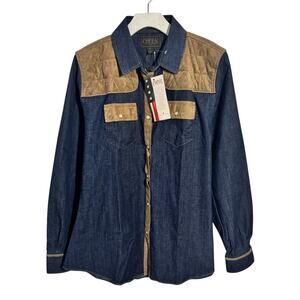 Madison Creek Outfitter Western Country Shooting Kenai Denim Shirt Women XL NWT